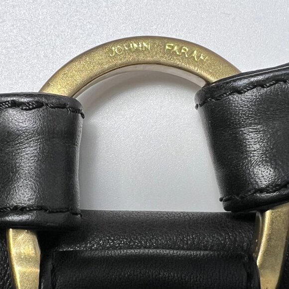 JOHNNY FARAH Black Leather/Nylon Backpack with Gold metal Hardware - Picture 7 of 12